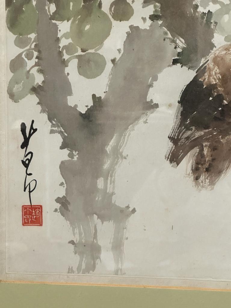 A Japanese print of a Kyosai owl 44cm x 33cm - Image 2 of 4
