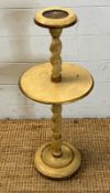 A turned wood ashtray and side table stand H 70 cm