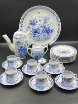 Blue and white porcelain tea service by Stanley Hong Kong