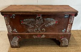 An oak painted trunk with a scrolling fern motif. Height 69 106x45