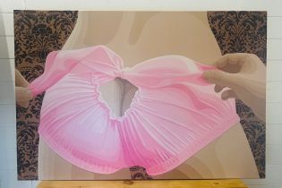 A boxed canvas "Tickled Pink" by Simon Claridge Washington Green 9/95 (78cm x 116cm)