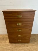 A five drawer chest of drawers with drop handles (H100cm W66cm D44cm)