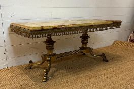 Gilt metal side table with marble top ( 50cm x 100cm x 43cm)