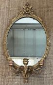 A gilt framed oval girandole oval wall mirror AF 86cm x 51cm