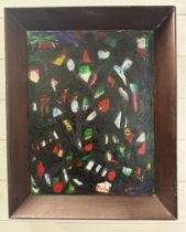 An abstract oil on board by the Turkish artist Nejad Devrim (1923-1995) 46 x58 signed lower left