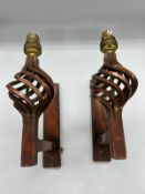 A pair of twisted bronze effect wall lights (back plate 20cm)