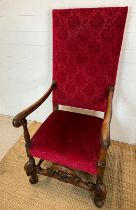 A carved turned throne chair