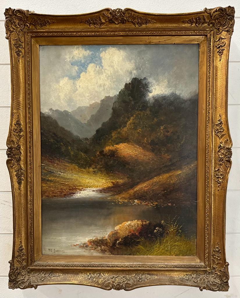 A landscape of a Scottish highland scene signed lower left F.E Jameson