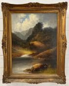 A landscape of a Scottish highland scene signed lower left F.E Jameson