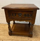 A vintage oak single drawer side table with shelf under (H53cm W96cm D38cm)