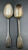 Two English silver, Georgian spoons, with an approximate weight of 135g London 1819, makers mark HI