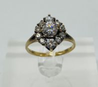 A 9ct gold, marked 375, fashion ring CZ cluster style, approximate size M