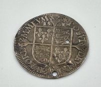 Elizabeth I 1561 sixpence, with two holes