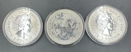 Three 1999 1oz Silver Britannia coins