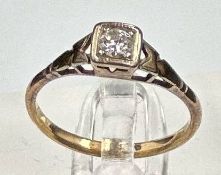 A 9ct gold and diamond ring, approximate size I 1/2