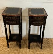 A pair of reproduction Regency style side tables (H66cm Sq26cm)