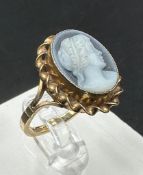 A 9ct gold Cameo ring, size M1/2, approximate total weight