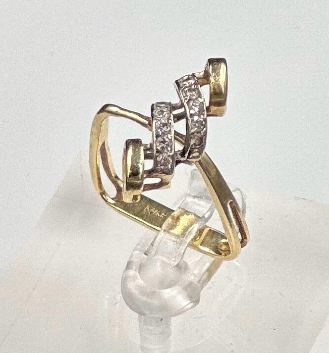 A 14ct gold diamond and gold ring in the form of a stirrup, approximate weight 3.1g - Image 2 of 3