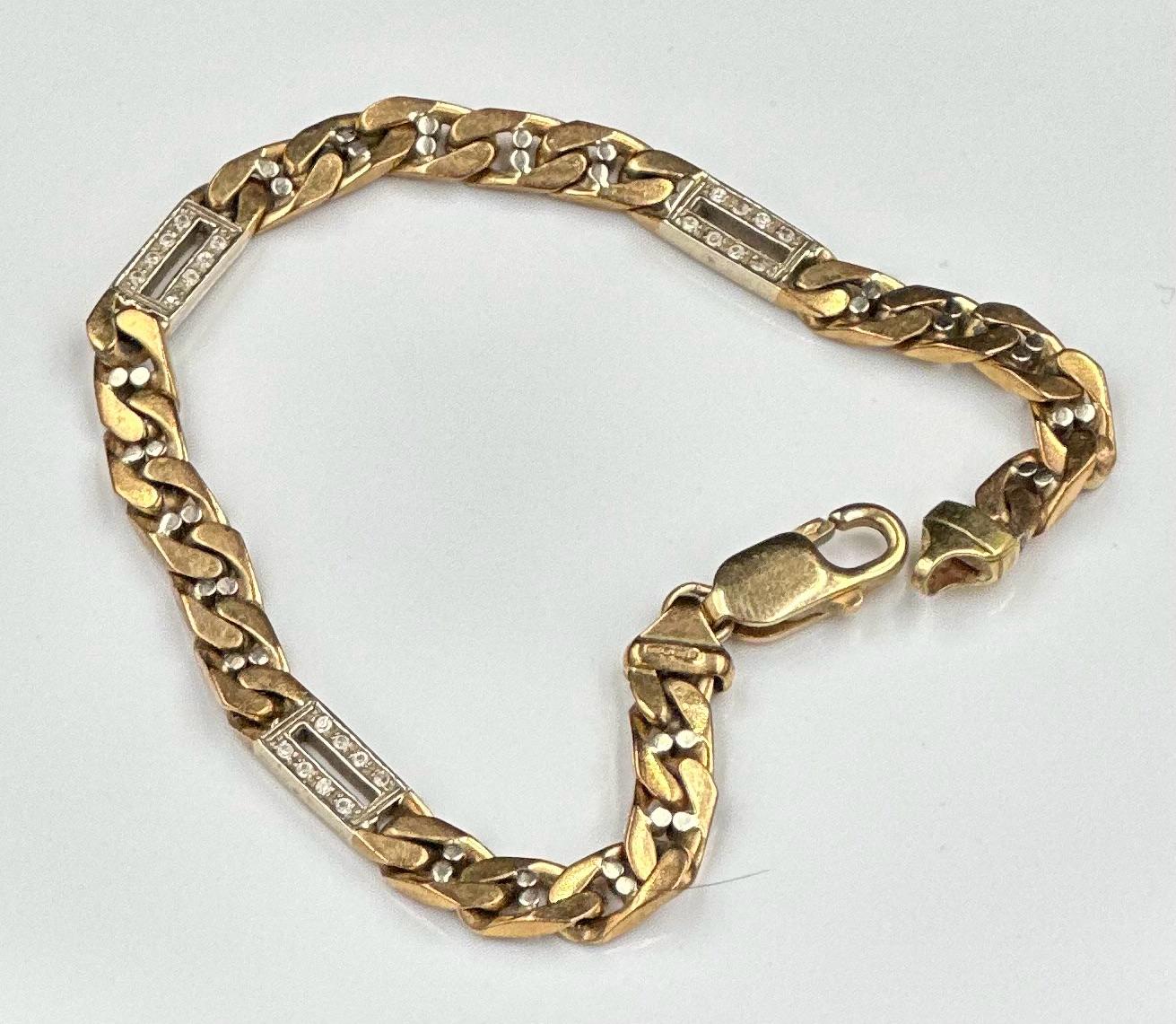 A 9ct gold bracelet with space white gold and diamond spacers, approximate total weight 18.8g - Image 2 of 2