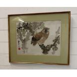 A Japanese print of a Kyosai owl 44cm x 33cm