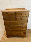 A Ducal chest of drawers, four over four (H117cm W88cm D45cm)