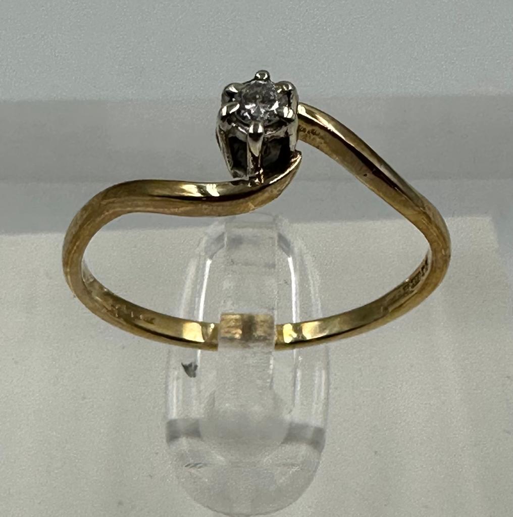 A 9ct and diamond wishbone style ring, approximate size P 1/2and weight 1.5g. - Image 2 of 5