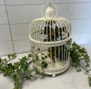 A white metal bird cage (H47cm Dia30cm)