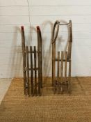 Two vintage Bentwood taboggans