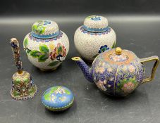 A selection of cloisonne ware