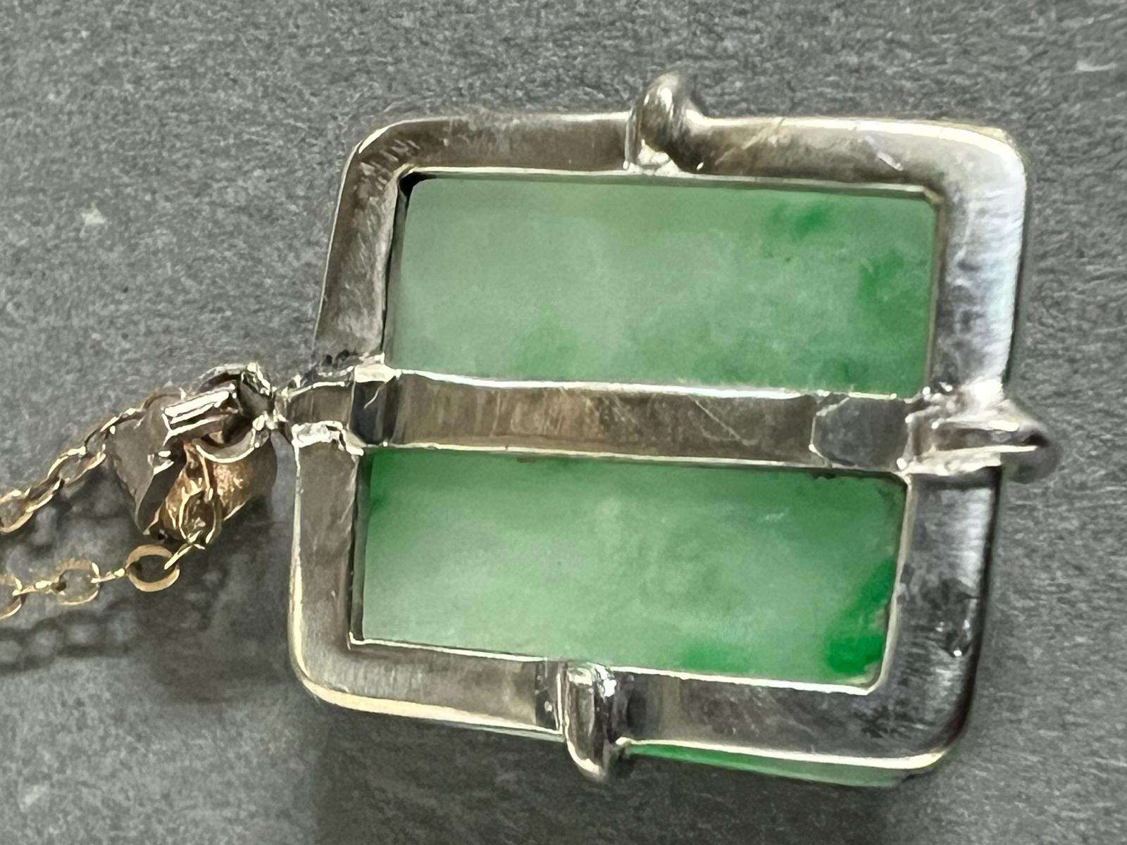 A square jade pendant on a 9ct gold necklace. - Image 6 of 7