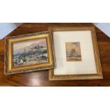 Two pictures of sailing scenes both in gilt frames (39cm x 36cm and 34cm x 26cm)