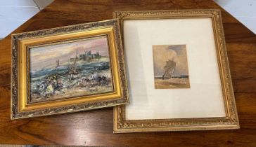 Two pictures of sailing scenes both in gilt frames (39cm x 36cm and 34cm x 26cm)