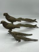 Two sets of brass pheasants