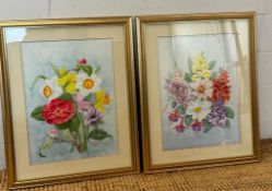 Two still life floral water colours signed lower right CA Harper and dated 1990 and 1991 40cm x 50cm