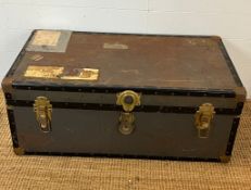 A travel trunk with brass locks (H37cm W94cm D51cm)
