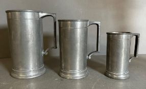 Three pewter tankards