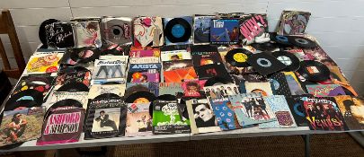 A large collection of records all 45's of 70's 80's, pop, rock and soul music approx 200 various