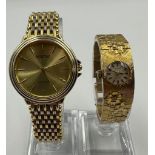 Two ladies fashion watches in gold metal, Avia and Montine