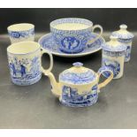 A collection of Spode china to include storage jars, teapot etc