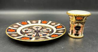 A Royal Crown Derby side plate and spill vase