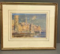 A pastel of a walled city signed lower right Apperley (1884-1960) (24 x 17cm)