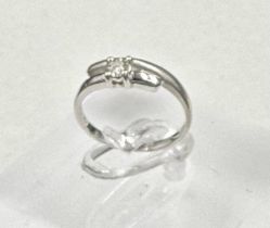 A contemporary white gold and diamond ring, size I