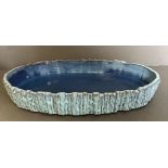 A large blue two tone dish or platter 49cm x 34cm