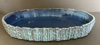 A large blue two tone dish or platter 49cm x 34cm