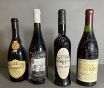 Four bottles of various wines to include: 1970 Barolo Azienda Cav Ceste, Domaine La Begude Des Papes