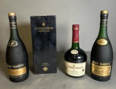 A selection of Cognacs to include two bottles of Courvoisier, and two bottles of Remy Martin