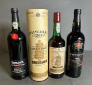 Port: Three bottles to include Sandeman Imperial 20 Year Old, Taylors Late bottled Port 1982 and
