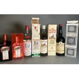 A selection of boxed spirits to include: Cointreau, Dry Sack sherry, Famous Grouse Scotch whisky,