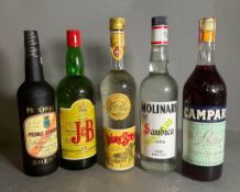 A selection of spirits to include: Molinari Sambucca, Campari, Piconera Sherry, J & B whisky and a