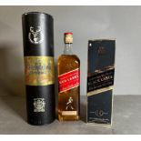 A selection of three bottles of whisky to include: Extra Special Johnnie Walker Black Label, Johnnie